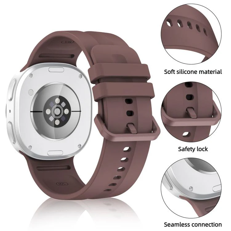 For Galaxy Watch9 / 8 / 9 Classic / 8 Classic Solid Color Vertical Striped Silicone Watch Band Size: L(Smoke Purple) - Image 3