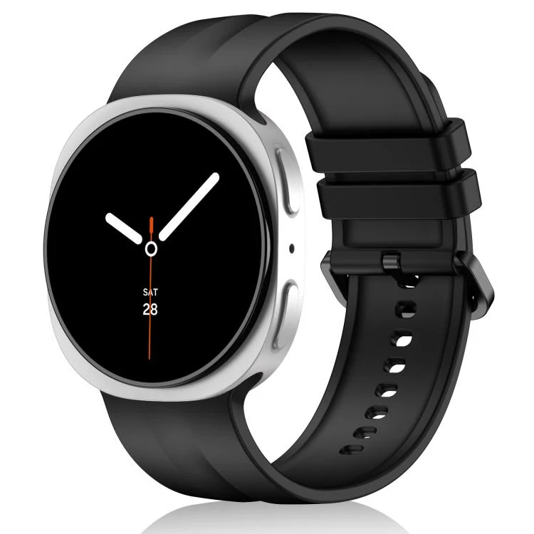 For Galaxy Watch9 / 8 / 9 Classic / 8 Classic Solid Color Vertical Striped Silicone Watch Band Size: S(Black)
