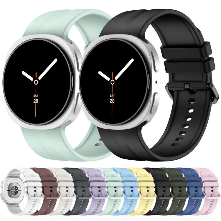 For Galaxy Watch9 / 8 / 9 Classic / 8 Classic Solid Color Vertical Striped Silicone Watch Band Size: S(Black) - Image 4