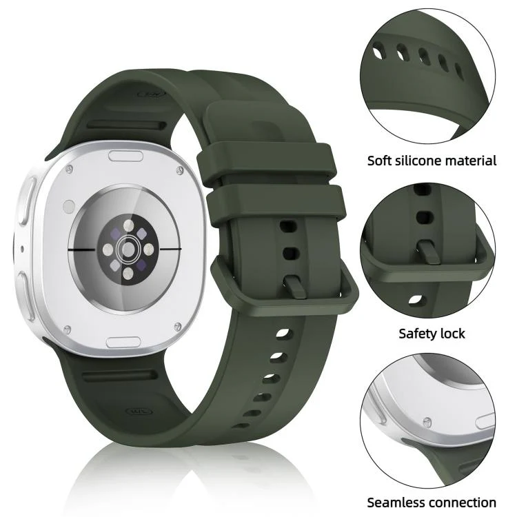 For Galaxy Watch9 / 8 / 9 Classic / 8 Classic Solid Color Vertical Striped Silicone Watch Band Size: S(Dark Green) - Image 3