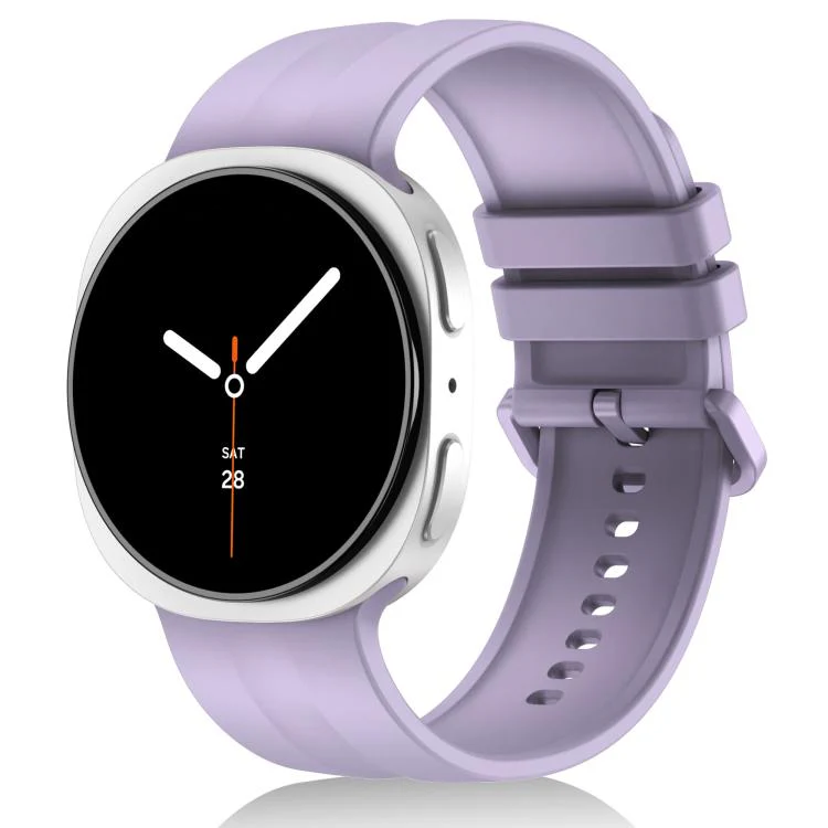 For Galaxy Watch9 / 8 / 9 Classic / 8 Classic Solid Color Vertical Striped Silicone Watch Band Size: S(Light Purple)