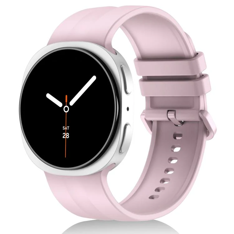 For Galaxy Watch9 / 8 / 9 Classic / 8 Classic Solid Color Vertical Striped Silicone Watch Band Size: S(Pink)
