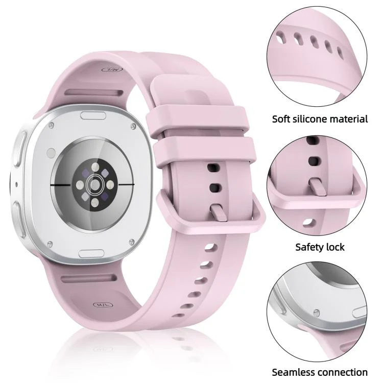 For Galaxy Watch9 / 8 / 9 Classic / 8 Classic Solid Color Vertical Striped Silicone Watch Band Size: S(Pink) - Image 3