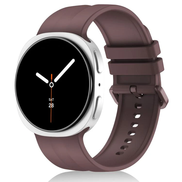 For Galaxy Watch9 / 8 / 9 Classic / 8 Classic Solid Color Vertical Striped Silicone Watch Band Size: S(Smoke Purple)