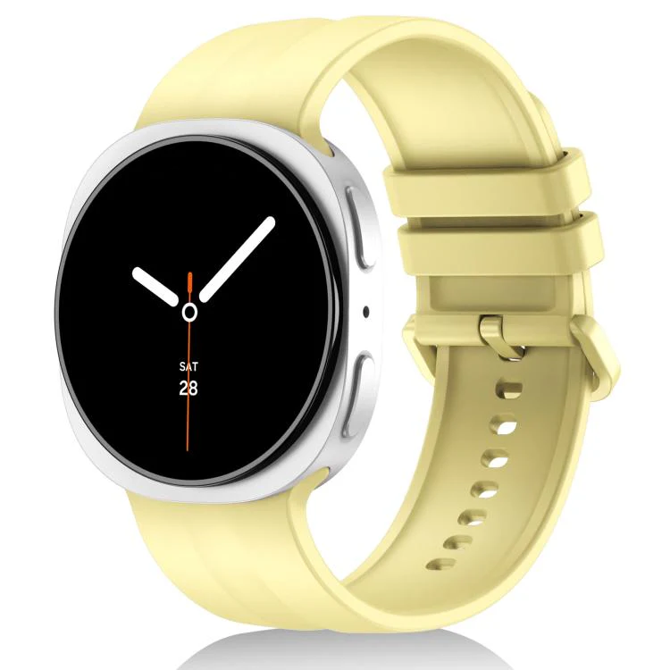 For Galaxy Watch9 / 8 / 9 Classic / 8 Classic Solid Color Vertical Striped Silicone Watch Band Size: S(Yellow)
