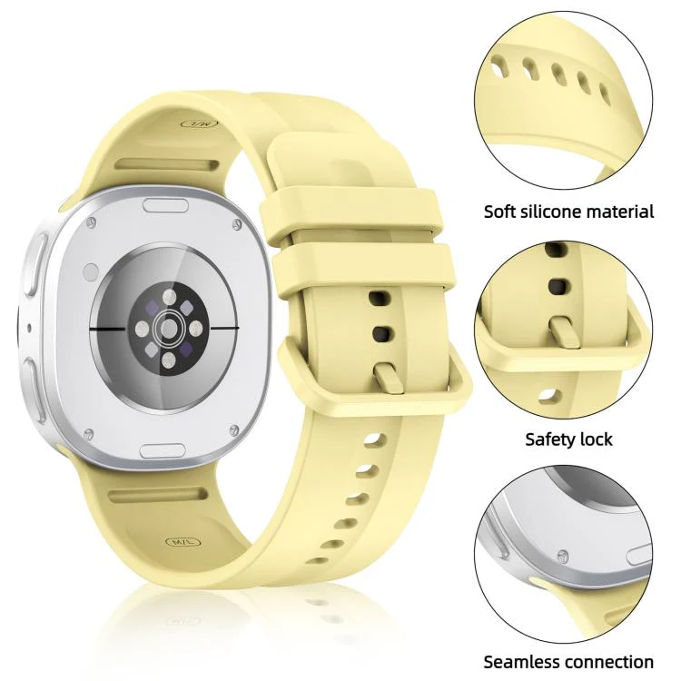 For Galaxy Watch9 / 8 / 9 Classic / 8 Classic Solid Color Vertical Striped Silicone Watch Band Size: S(Yellow) - Image 3
