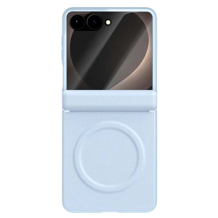 For Galaxy Z Flip8 5G Integrated Vegan Leather Central Magnetic Phone Case(Blue) - Image 2