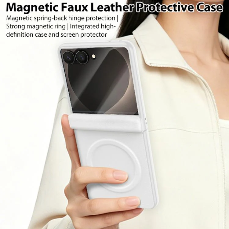 For Galaxy Z Flip8 5G Integrated Vegan Leather Central Magnetic Phone Case(Klein Blue) - Image 5
