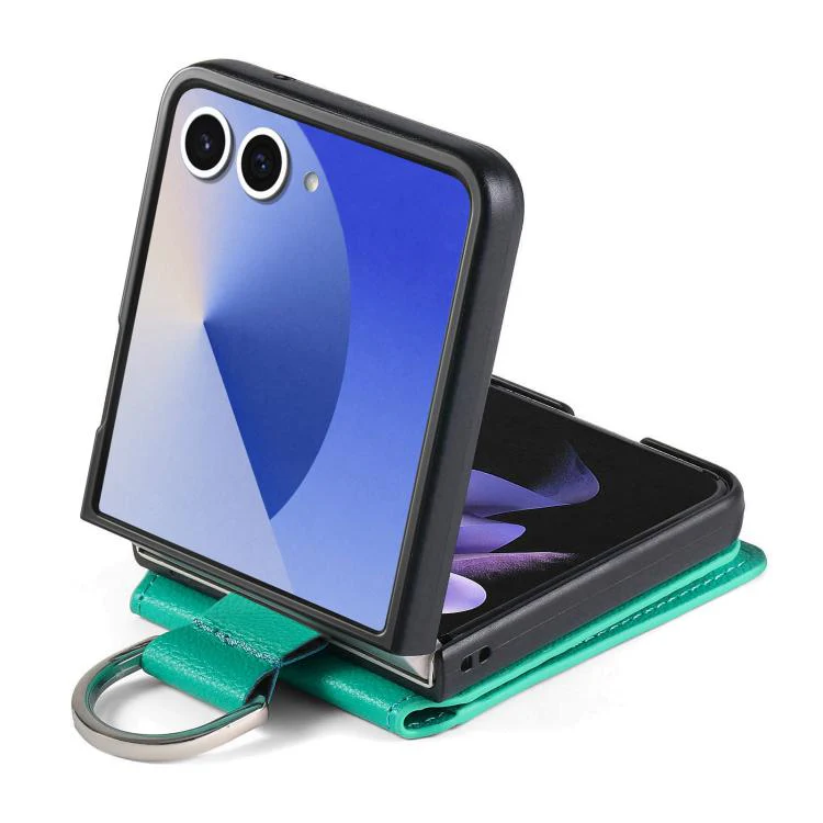 For Galaxy Z Flip8 5G Litchi Texture Leather Ring Wallet Phone Case(Green) - Image 3
