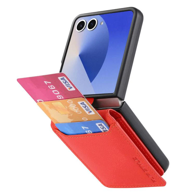 For Galaxy Z Flip8 5G Litchi Texture Leather Ring Wallet Phone Case(Orange) - Image 4