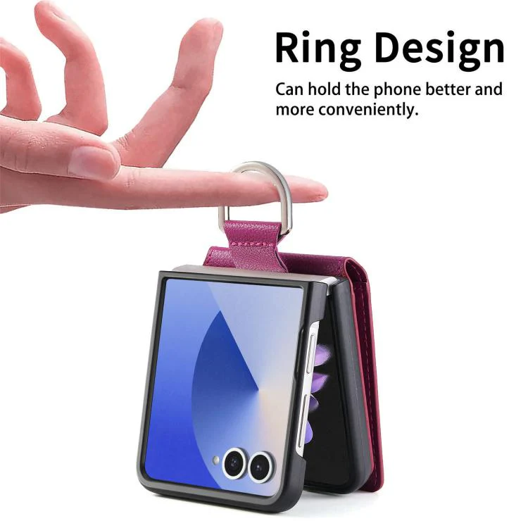 For Galaxy Z Flip8 5G Litchi Texture Leather Ring Wallet Phone Case(Purple) - Image 5