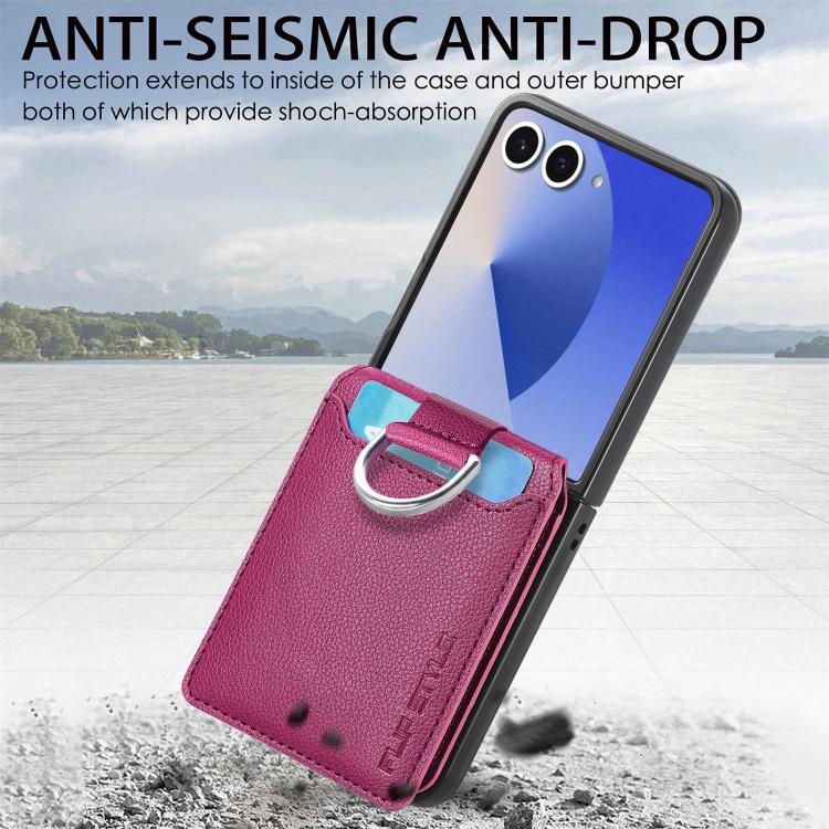 For Galaxy Z Flip8 5G Litchi Texture Leather Ring Wallet Phone Case(Purple) - Image 6