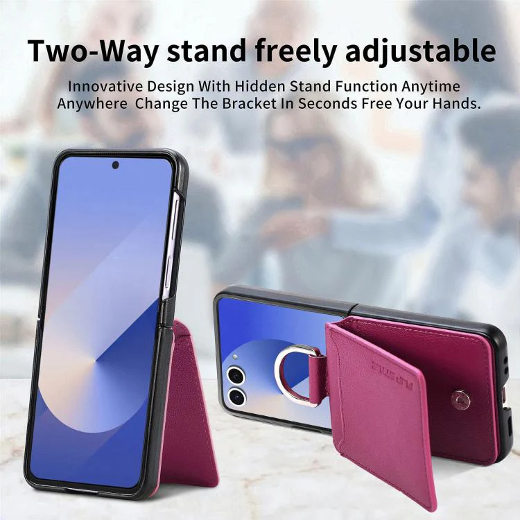 For Galaxy Z Flip8 5G Litchi Texture Leather Ring Wallet Phone Case(Purple) - Image 7