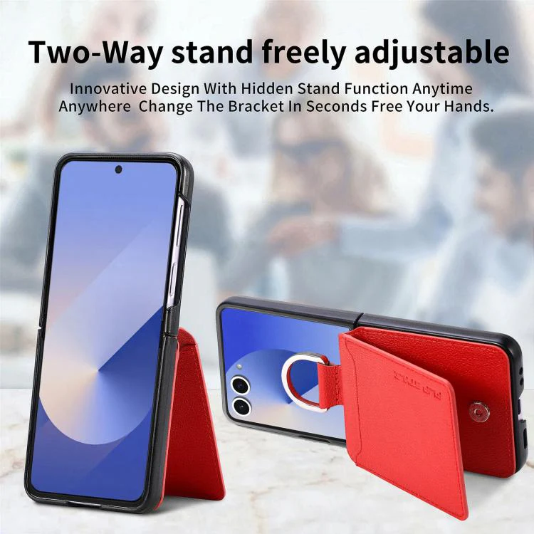 For Galaxy Z Flip8 5G Litchi Texture Leather Ring Wallet Phone Case(Red) - Image 7