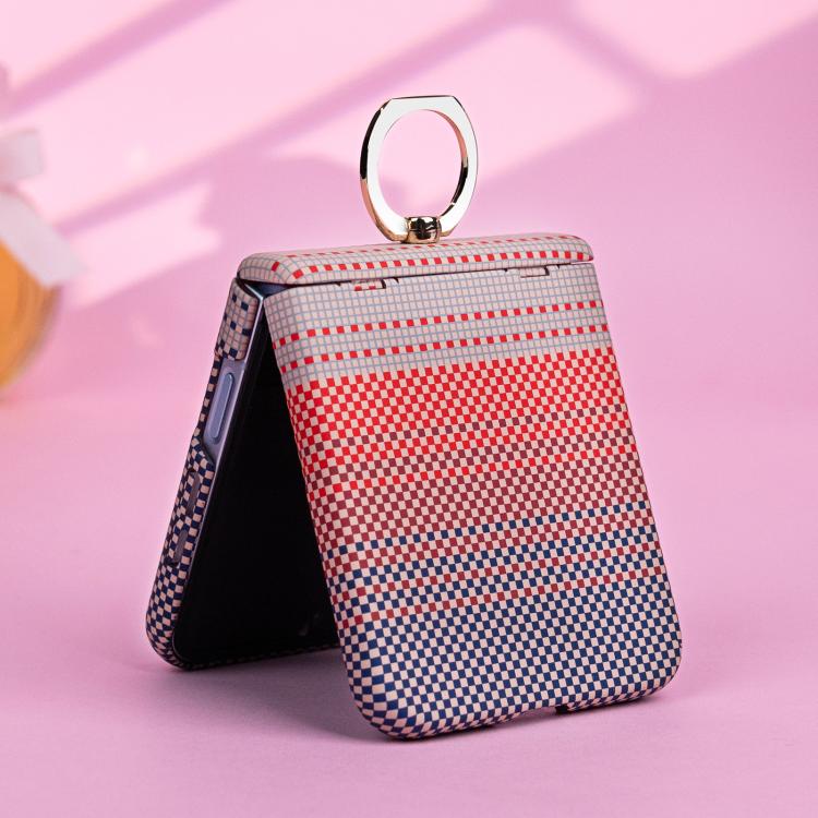 For Galaxy Z Flip8 5G Rainbow Plaid Shell-Film Integrated Shockproof Phone Case(Pink) - Image 2