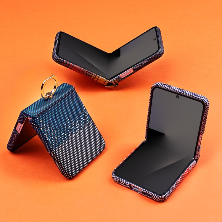 For Galaxy Z Flip8 5G Rainbow Plaid Shell-Film Integrated Shockproof Phone Case(Pink) - Image 3