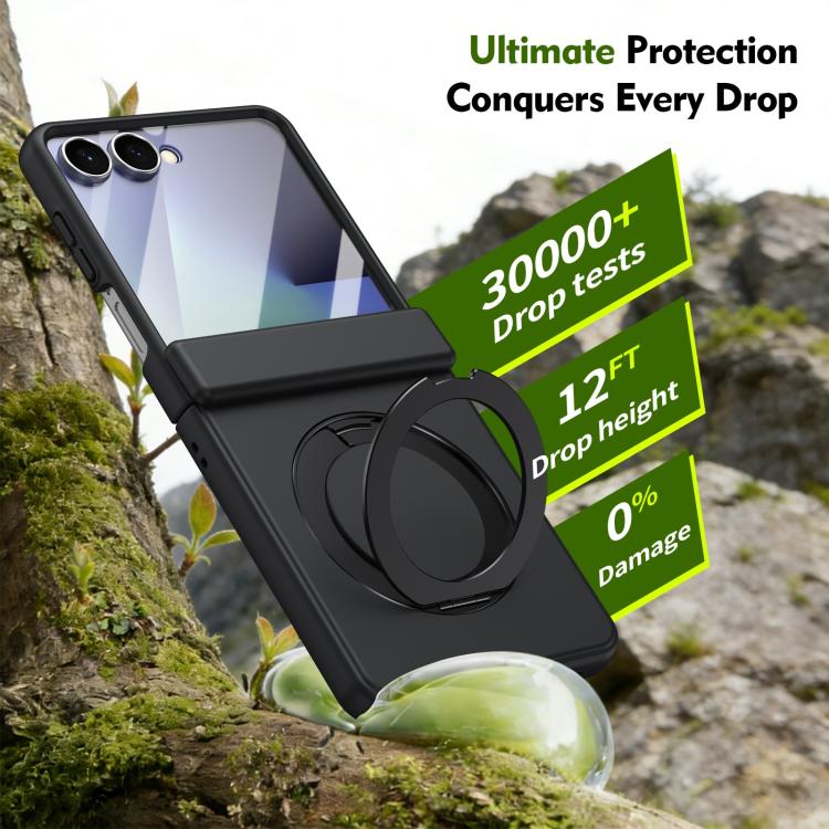 For Galaxy Z Flip8 5G Rotation Magnetic Ring Holder Hinge Integrated Film Phone Case(Black) - Image 4