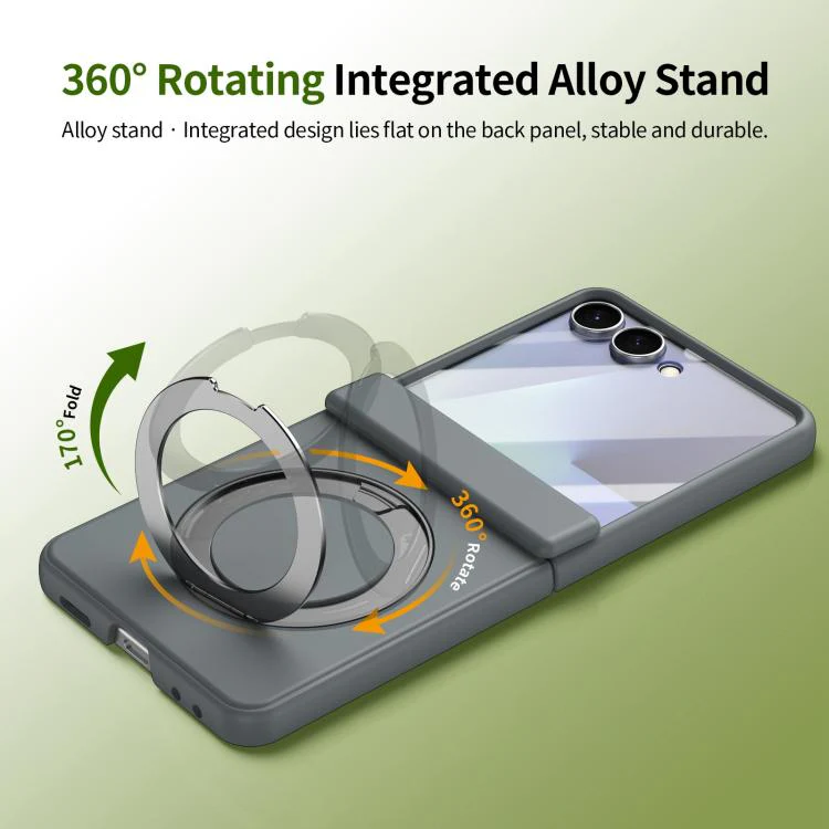 For Galaxy Z Flip8 5G Rotation Magnetic Ring Holder Hinge Integrated Film Phone Case(Grey) - Image 5