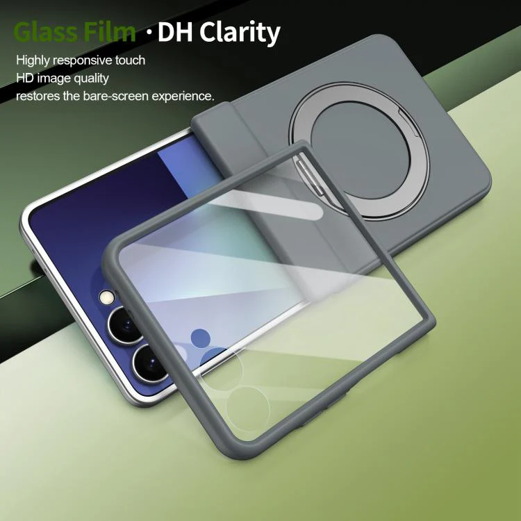 For Galaxy Z Flip8 5G Rotation Magnetic Ring Holder Hinge Integrated Film Phone Case(Grey) - Image 7