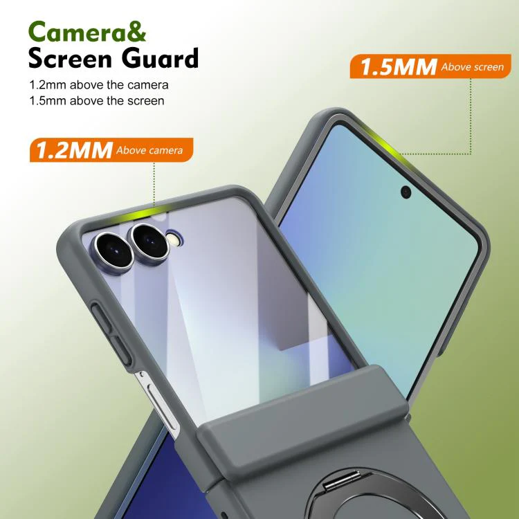 For Galaxy Z Flip8 5G Rotation Magnetic Ring Holder Hinge Integrated Film Phone Case(Grey) - Image 8