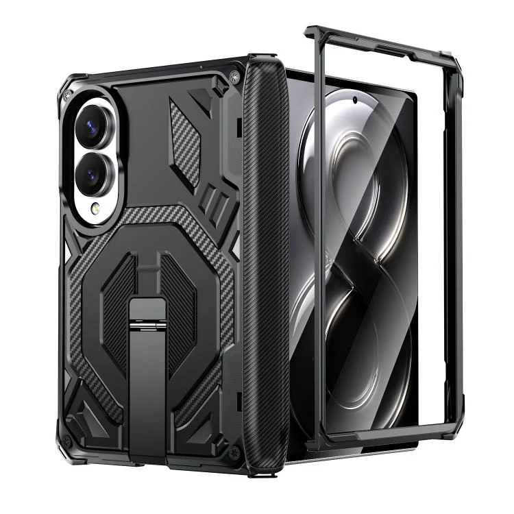 For Galaxy Z Fold8 5G Hidden Metal Holder Magnetic Shockproof Phone Case(Black) - Image 2