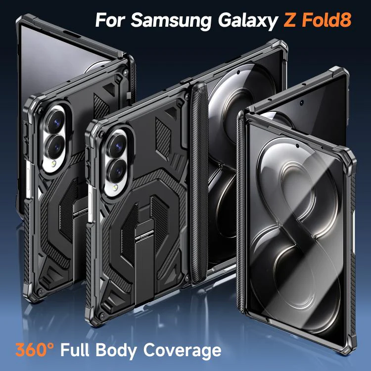 For Galaxy Z Fold8 5G Hidden Metal Holder Magnetic Shockproof Phone Case(Black) - Image 3