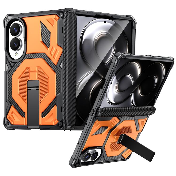 For Galaxy Z Fold8 5G Hidden Metal Holder Magnetic Shockproof Phone Case(Orange)