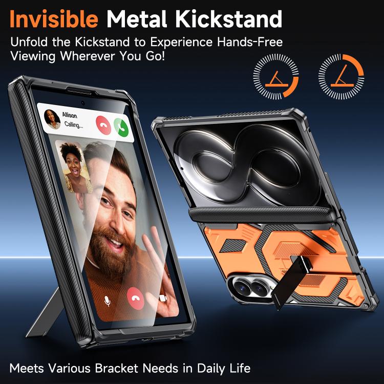 For Galaxy Z Fold8 5G Hidden Metal Holder Magnetic Shockproof Phone Case(Orange) - Image 10