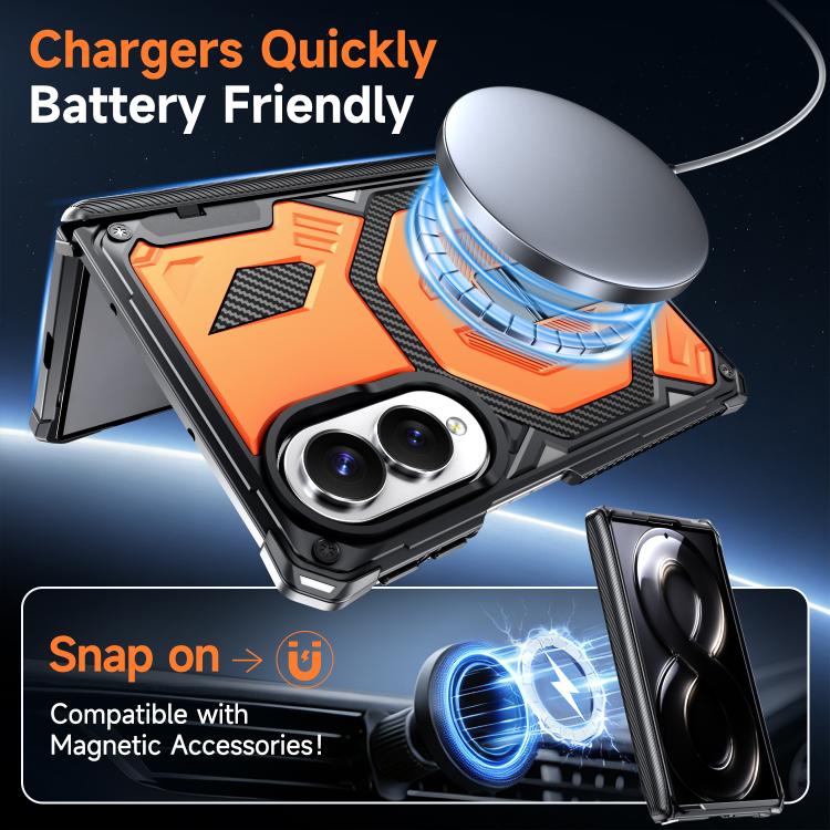 For Galaxy Z Fold8 5G Hidden Metal Holder Magnetic Shockproof Phone Case(Orange) - Image 4