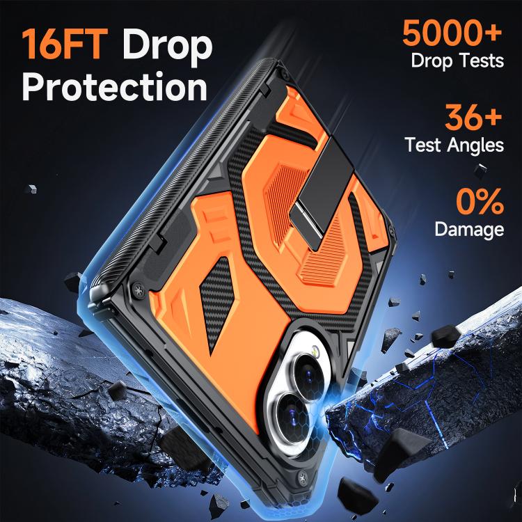 For Galaxy Z Fold8 5G Hidden Metal Holder Magnetic Shockproof Phone Case(Orange) - Image 5