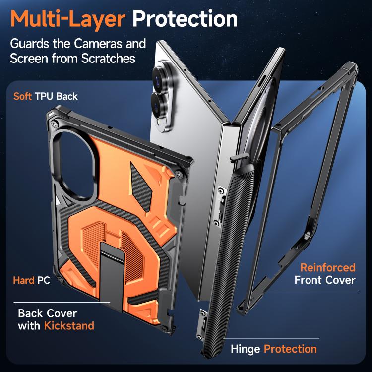 For Galaxy Z Fold8 5G Hidden Metal Holder Magnetic Shockproof Phone Case(Orange) - Image 6