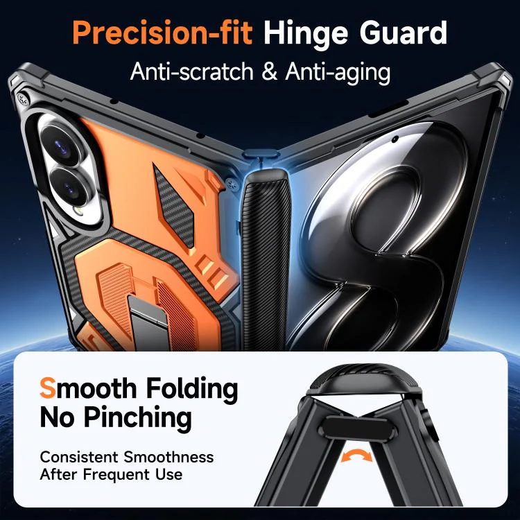 For Galaxy Z Fold8 5G Hidden Metal Holder Magnetic Shockproof Phone Case(Orange) - Image 8