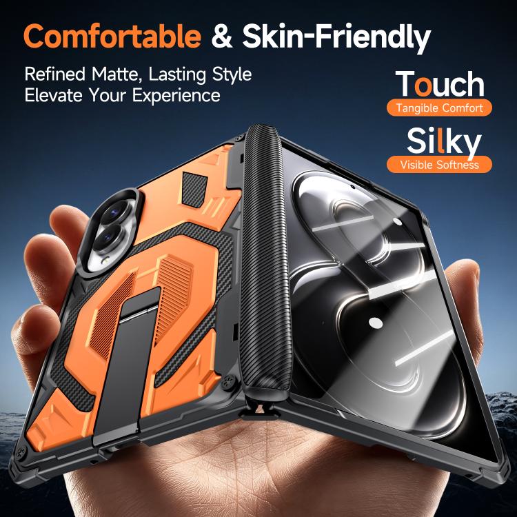 For Galaxy Z Fold8 5G Hidden Metal Holder Magnetic Shockproof Phone Case(Orange) - Image 9