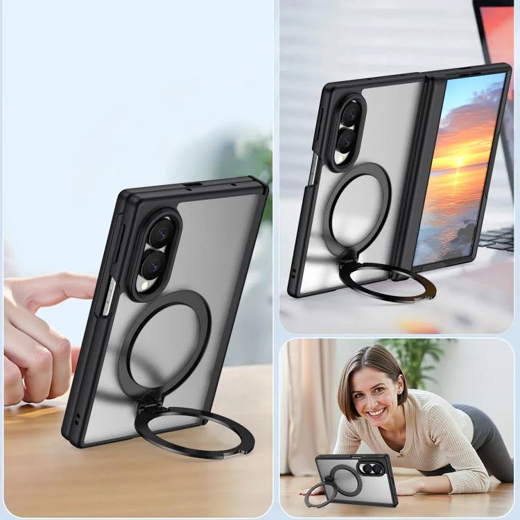 For  Galaxy Z Fold8 5G Hinge 360 Rotation Magnetic Ring Holder Integrated Film Phone Case(Black) - Image 8