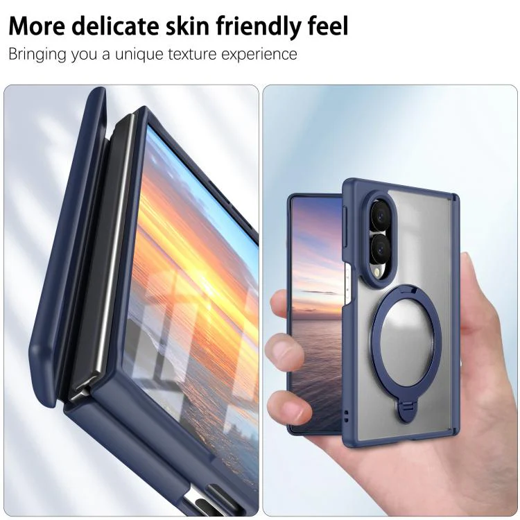 For Galaxy Z Fold8 5G Hinge 360 Rotation Magnetic Ring Holder Integrated Film Phone Case(Blue) - Image 5