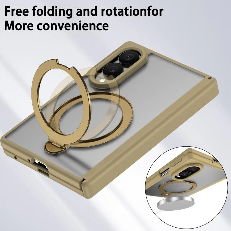 For  Galaxy Z Fold8 5G Hinge 360 Rotation Magnetic Ring Holder Integrated Film Phone Case(Desert Gold) - Image 4