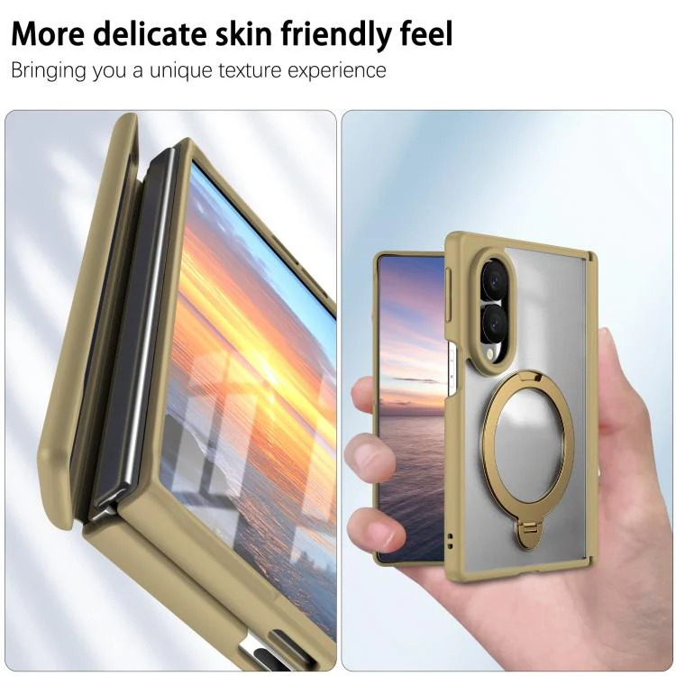 For  Galaxy Z Fold8 5G Hinge 360 Rotation Magnetic Ring Holder Integrated Film Phone Case(Desert Gold) - Image 5