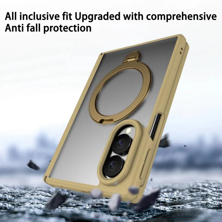 For  Galaxy Z Fold8 5G Hinge 360 Rotation Magnetic Ring Holder Integrated Film Phone Case(Desert Gold) - Image 7