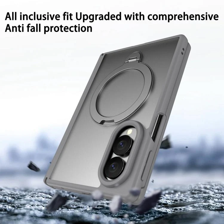 For  Galaxy Z Fold8 5G Hinge 360 Rotation Magnetic Ring Holder Integrated Film Phone Case(Grey) - Image 7