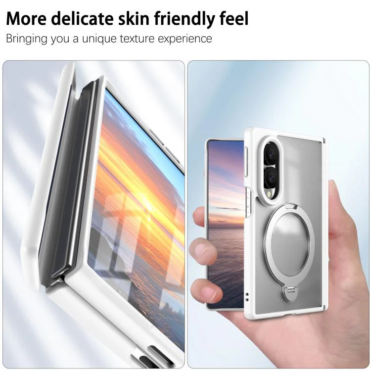 For Galaxy Z Fold8 5G Hinge 360 Rotation Magnetic Ring Holder Integrated Film Phone Case(White) - Image 5