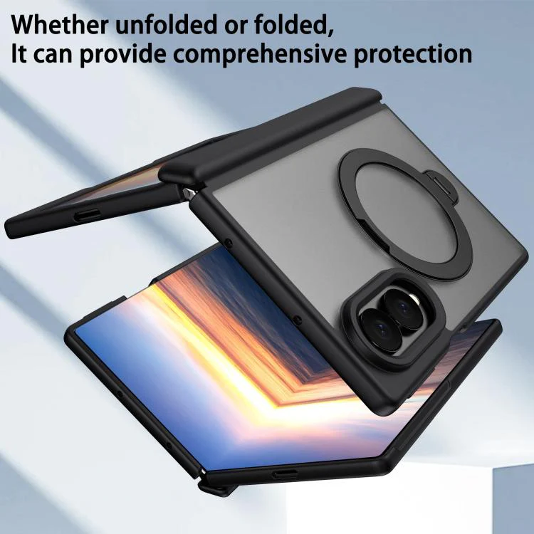 For  Galaxy Z Fold8 5G Hinge 360 Rotation Magnetic Ring Holder Phone Case, No Film(Black) - Image 3
