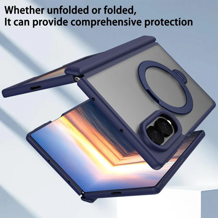 For  Galaxy Z Fold8 5G Hinge 360 Rotation Magnetic Ring Holder Phone Case, No Film(Blue) - Image 3