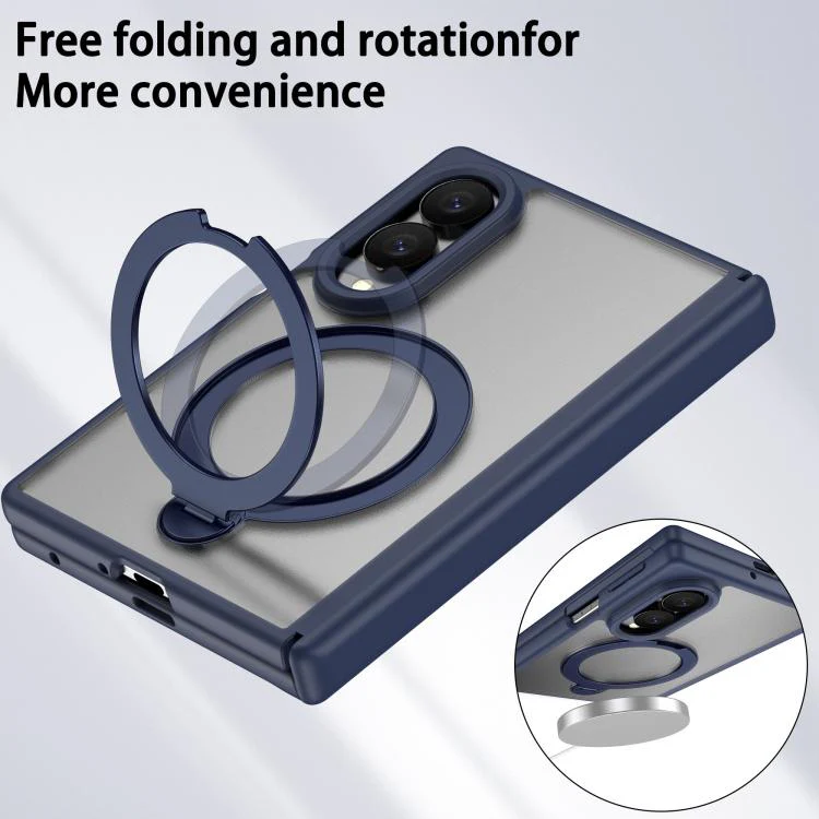 For  Galaxy Z Fold8 5G Hinge 360 Rotation Magnetic Ring Holder Phone Case, No Film(Blue) - Image 4
