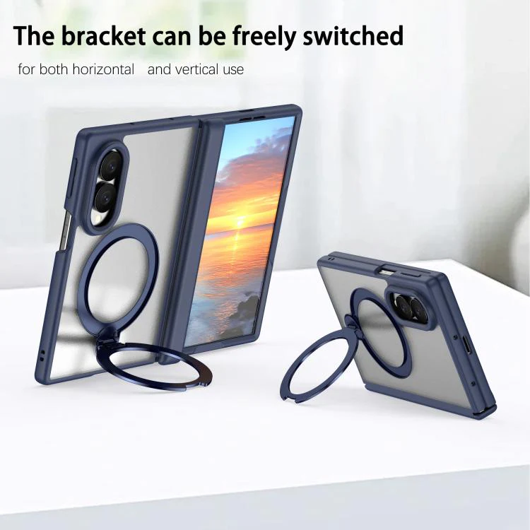 For  Galaxy Z Fold8 5G Hinge 360 Rotation Magnetic Ring Holder Phone Case, No Film(Blue) - Image 6