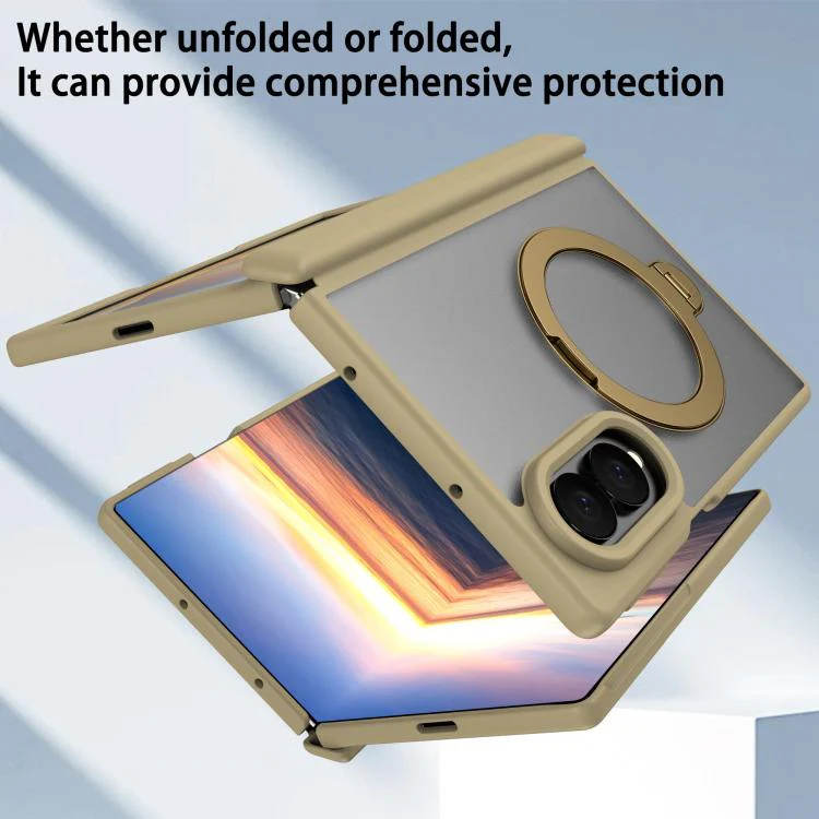 For Galaxy Z Fold8 5G Hinge 360 Rotation Magnetic Ring Holder Phone Case, No Film(Desert Gold) - Image 3