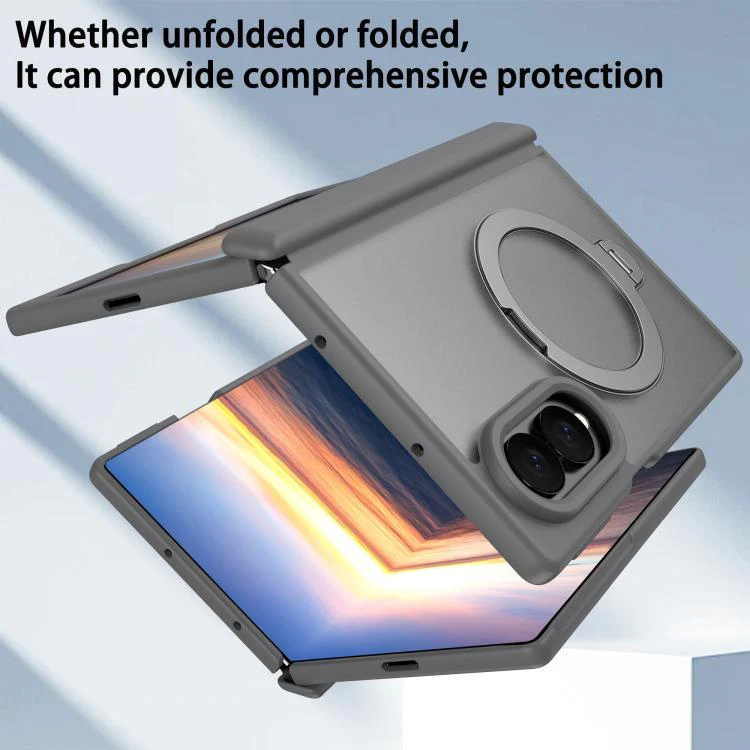 For  Galaxy Z Fold8 5G Hinge 360 Rotation Magnetic Ring Holder Phone Case, No Film(Grey) - Image 3