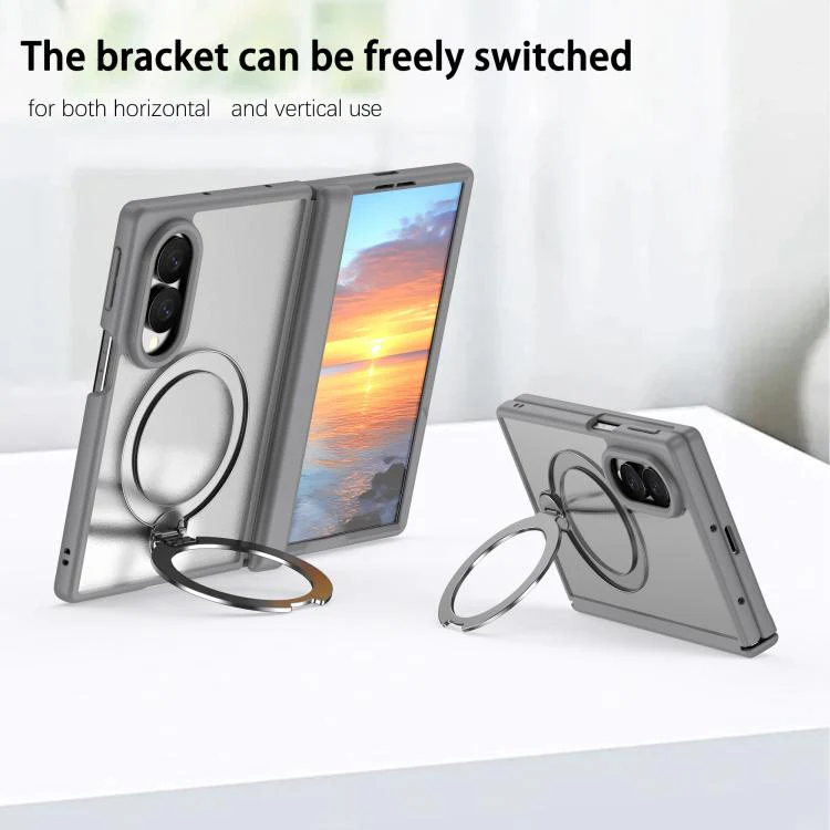 For  Galaxy Z Fold8 5G Hinge 360 Rotation Magnetic Ring Holder Phone Case, No Film(Grey) - Image 6