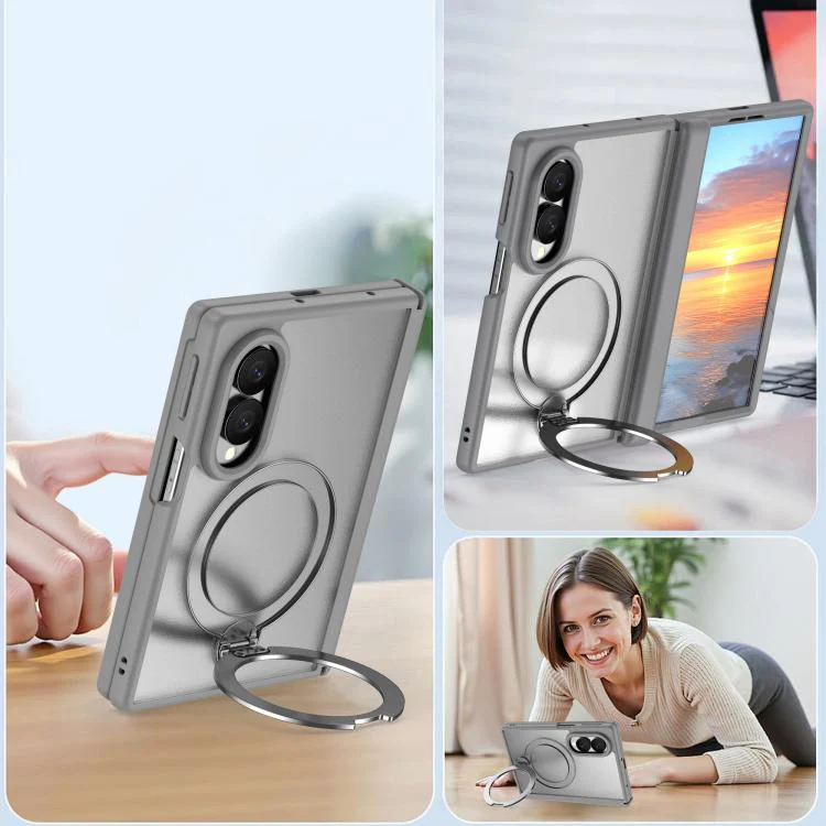 For  Galaxy Z Fold8 5G Hinge 360 Rotation Magnetic Ring Holder Phone Case, No Film(Grey) - Image 8