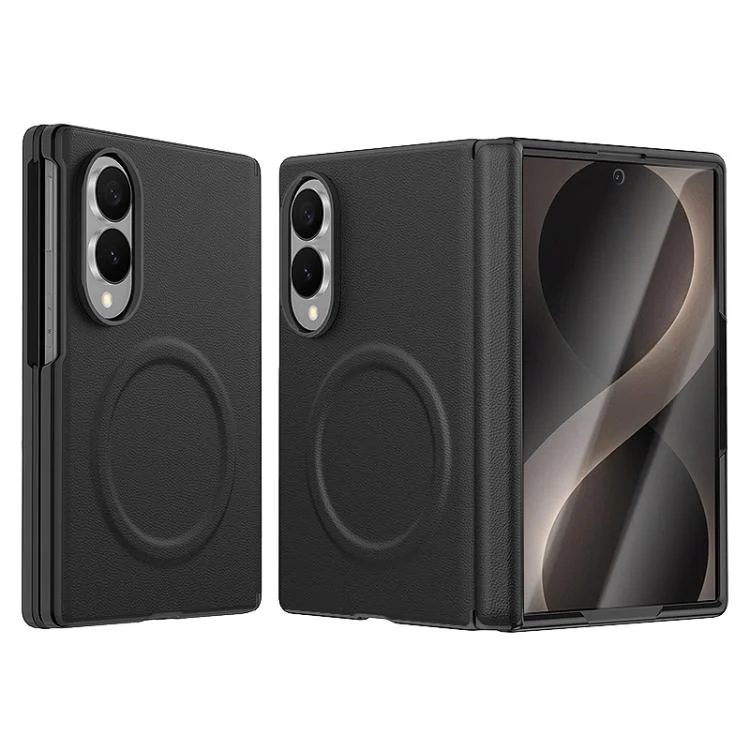 For Galaxy Z Fold8 5G Integrated Vegan Leather Central Magnetic Phone Case(Black)