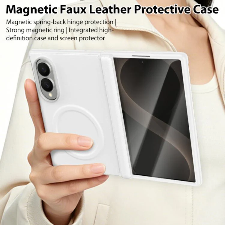 For Galaxy Z Fold8 5G Integrated Vegan Leather Central Magnetic Phone Case(Grey) - Image 5